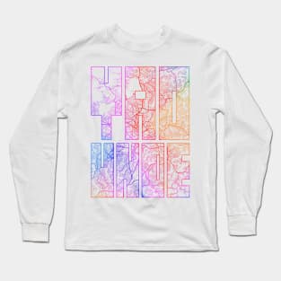 Yaounde, Cameroon City Map Typography - Colorful Long Sleeve T-Shirt